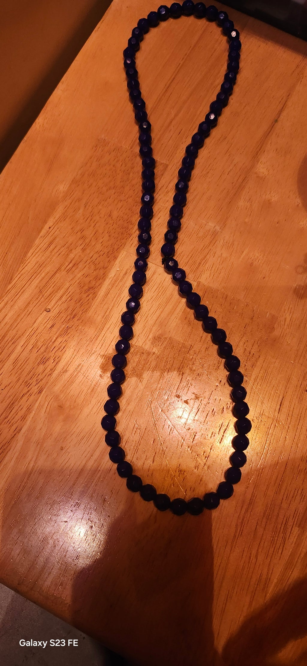 Handmade Navy Blue Beaded Necklace | Elegant Faceted Crystal Statement Necklace | Minimalist Jewelry Gift for Her