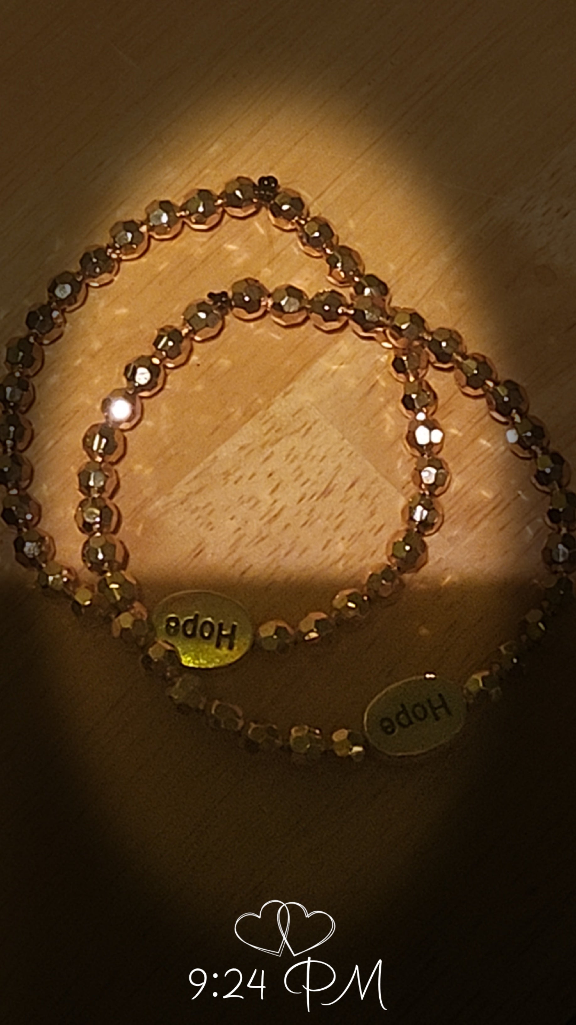 Hope Silver Oval Bracelet with Gold Beads | Inspirational Adjustable Bracelet for Women | Faith Jewelry Gift for Her