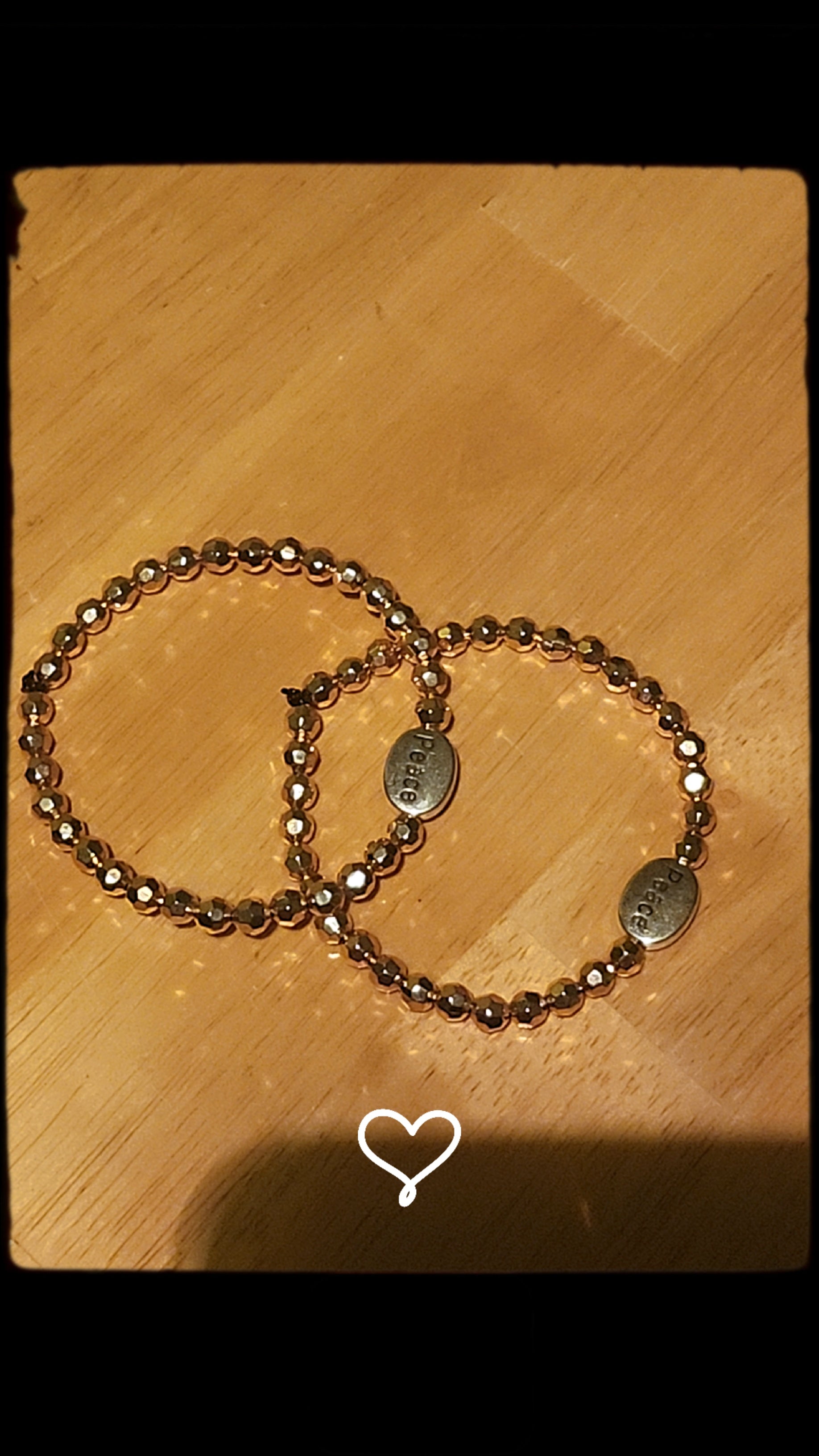 Rose Gold Peace Stretch Bracelet | Faceted Crystal Beaded Bracelet | Inspirational Stackable Jewelry for Women