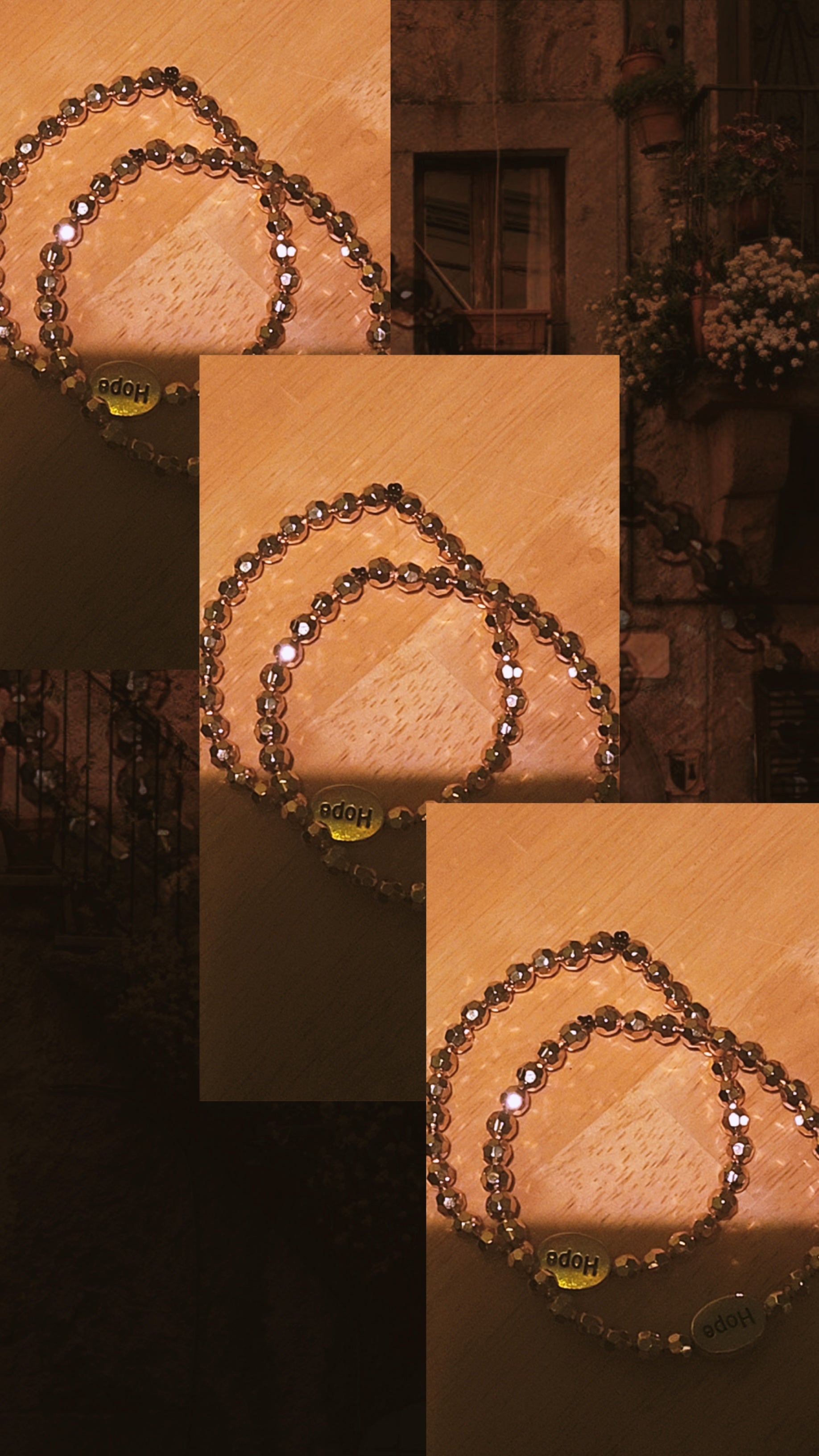 Hope Silver Oval Bracelet with Gold Beads | Inspirational Adjustable Bracelet for Women | Faith Jewelry Gift for Her