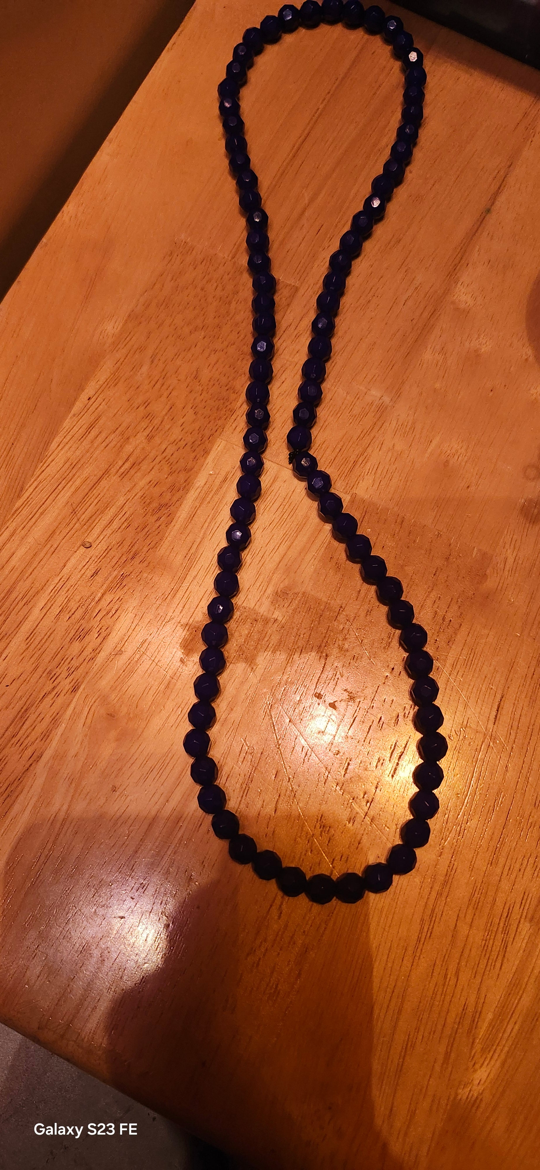 Handmade Navy Blue Beaded Necklace | Elegant Faceted Crystal Statement Necklace | Minimalist Jewelry Gift for Her