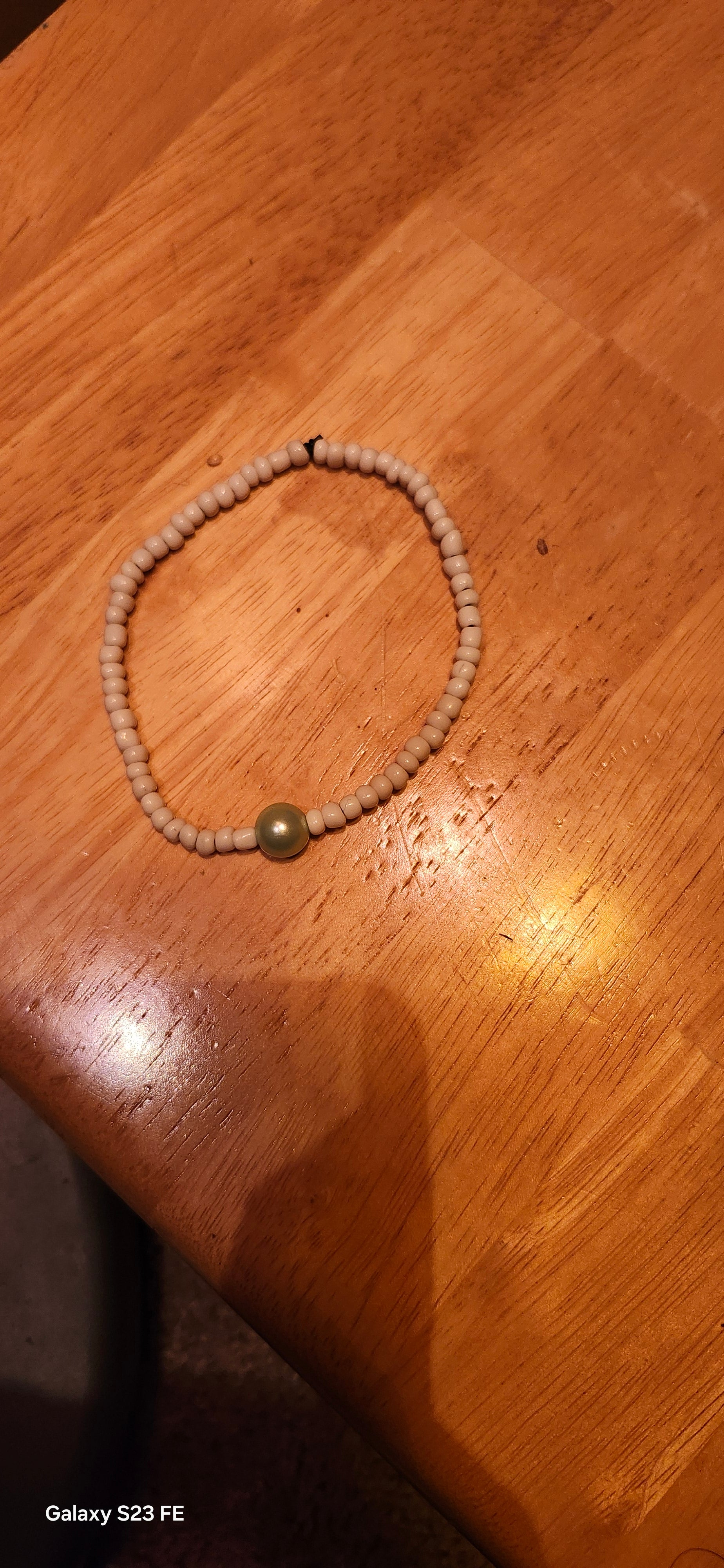 Simple White Bracelet with Blue Beads | Minimalist Handmade Jewelry