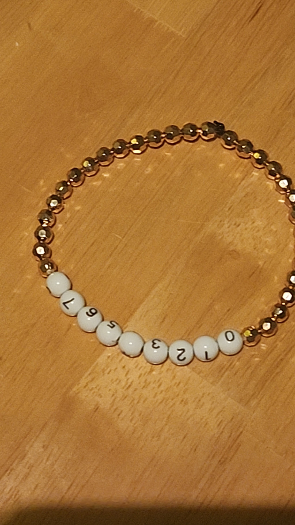 Number Bead Bracelet with Gold Beads | Stretch Bracelet for Women | Minimalist Lucky Number Jewelry Gift