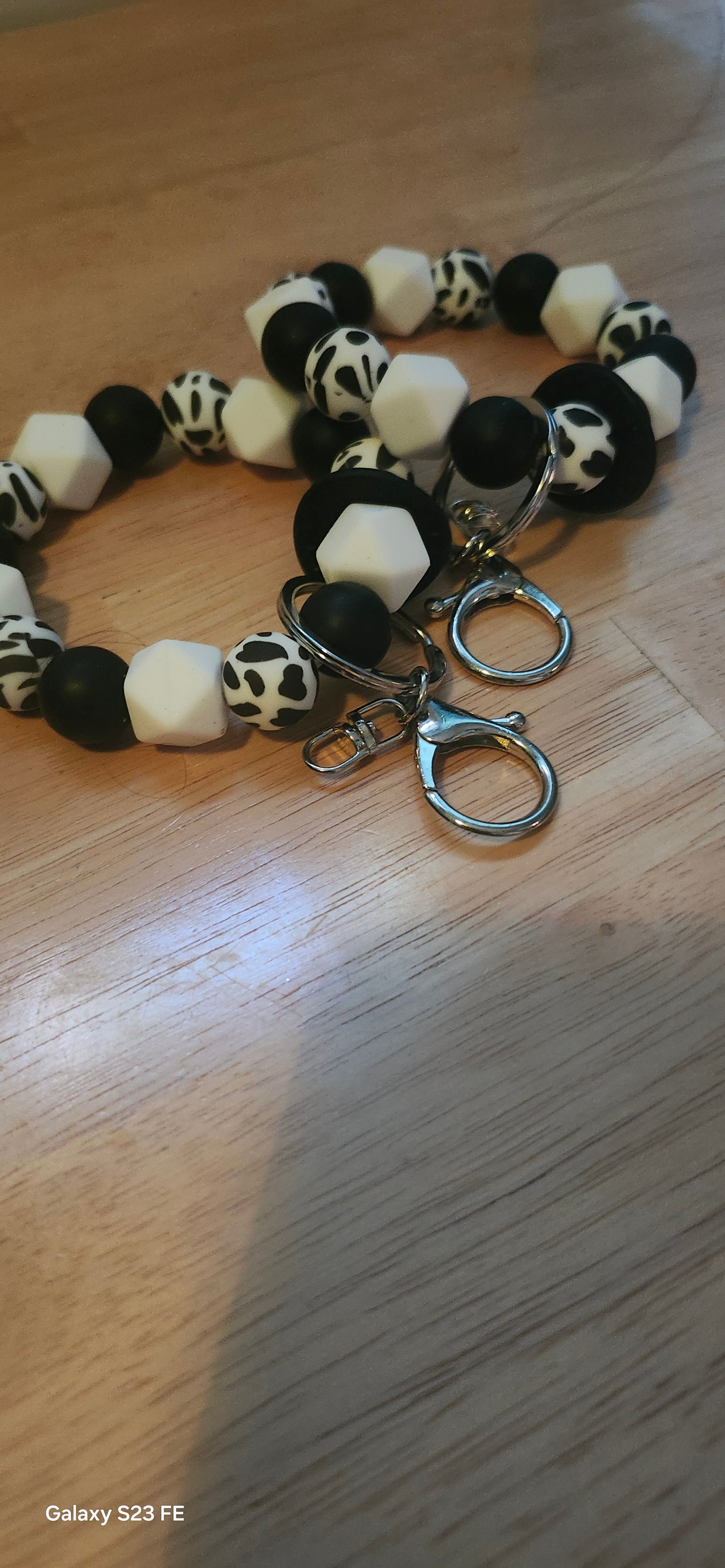 Cow Print Wristlet Keychain – Black & White Cute Wrist Strap for Keys, Wallet & Bag