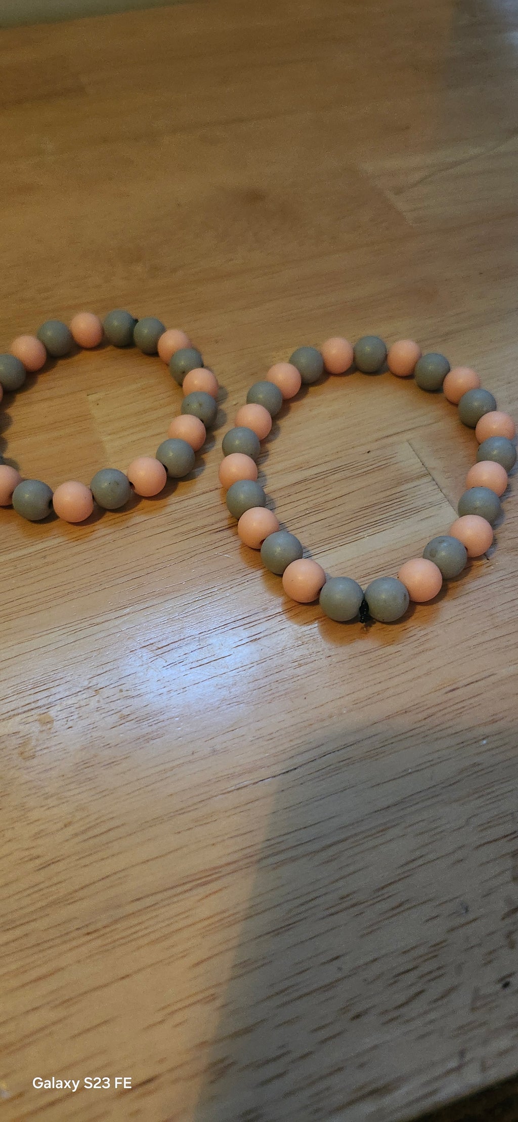 Peach & Grey Beaded Bracelet – Elegant Handmade Style Bead Bracelet for Women