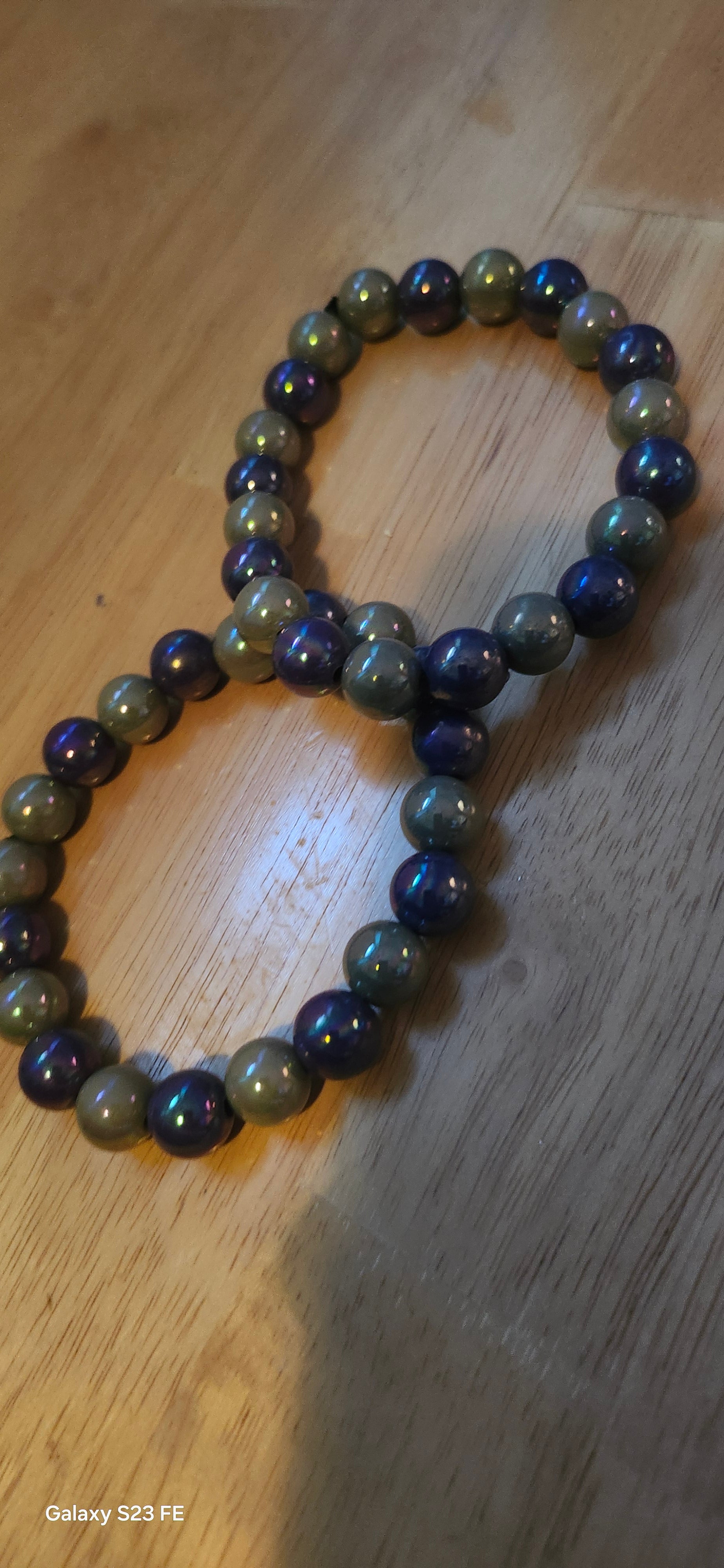 Handmade Dark Grey & Blue Purple Beaded Bracelet | Elegant Stretch Bracelet for Women | Graceform Boutique