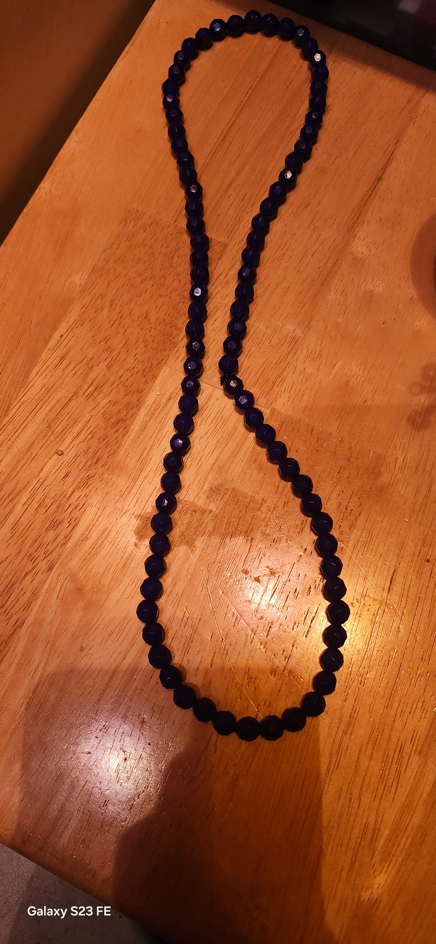 Handmade Navy Blue Beaded Necklace | Elegant Faceted Crystal Statement Necklace | Minimalist Jewelry Gift for Her