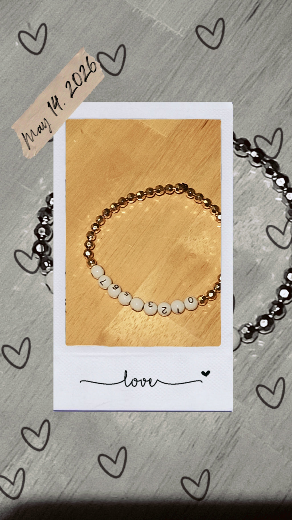 Number Bead Bracelet with Gold Beads | Stretch Bracelet for Women | Minimalist Lucky Number Jewelry Gift