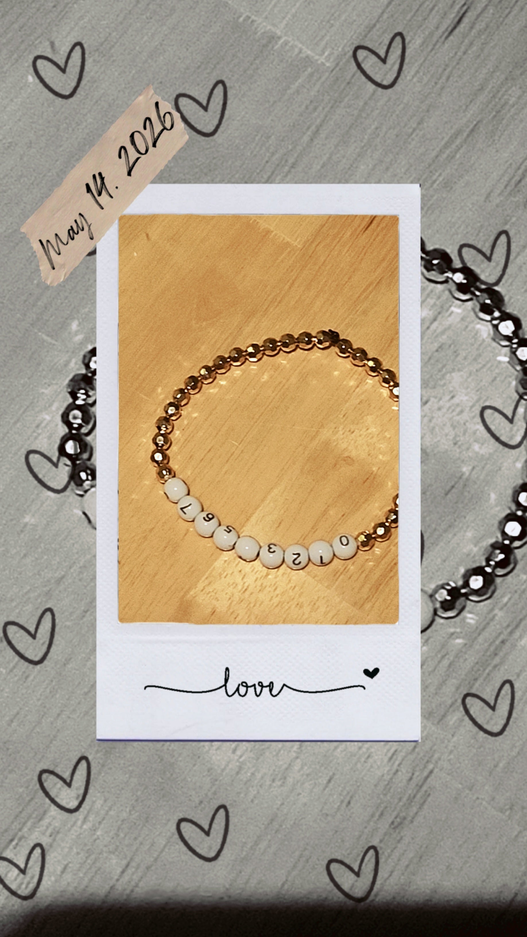 Number Bead Bracelet with Gold Beads | Stretch Bracelet for Women | Minimalist Lucky Number Jewelry Gift