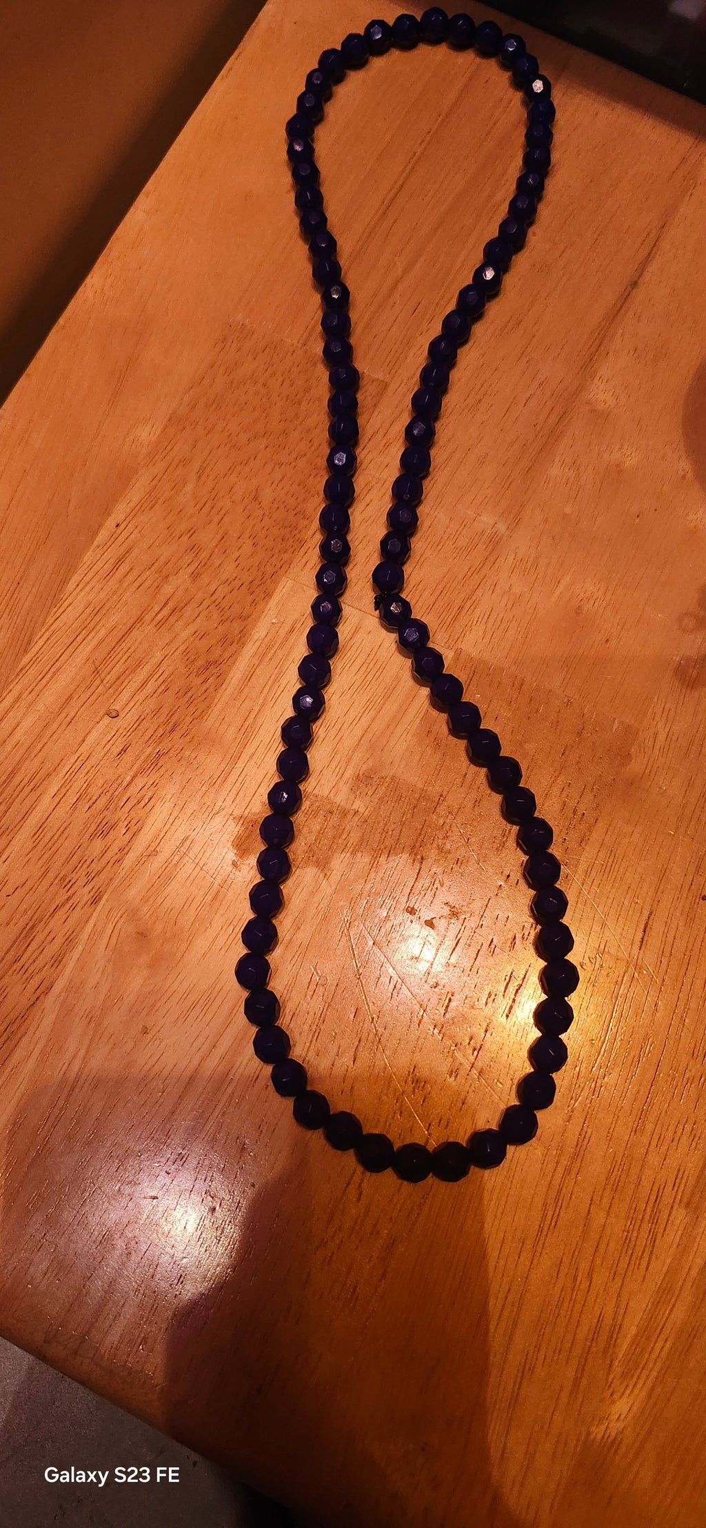 Handmade Navy Blue Beaded Necklace | Elegant Faceted Crystal Statement Necklace | Minimalist Jewelry Gift for Her