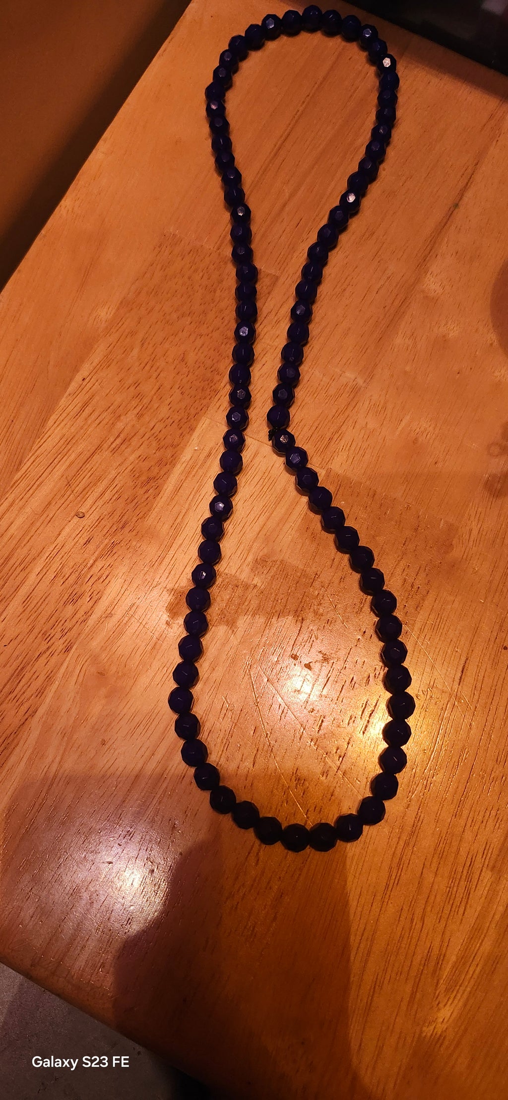 Handmade Navy Blue Beaded Necklace | Elegant Faceted Crystal Statement Necklace | Minimalist Jewelry Gift for Her