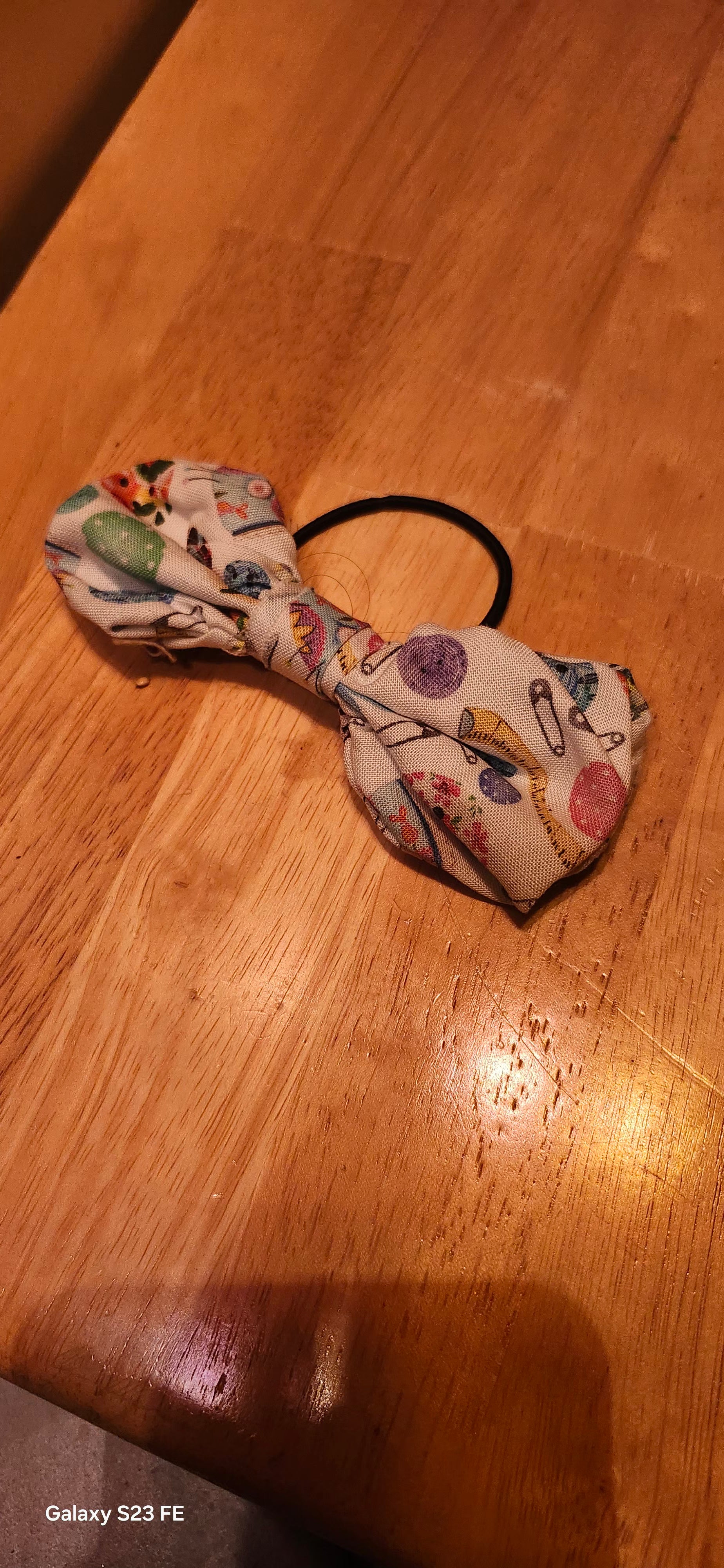 Sewing Themed Hair Bow – Handmade Craft Style Ribbon Bow