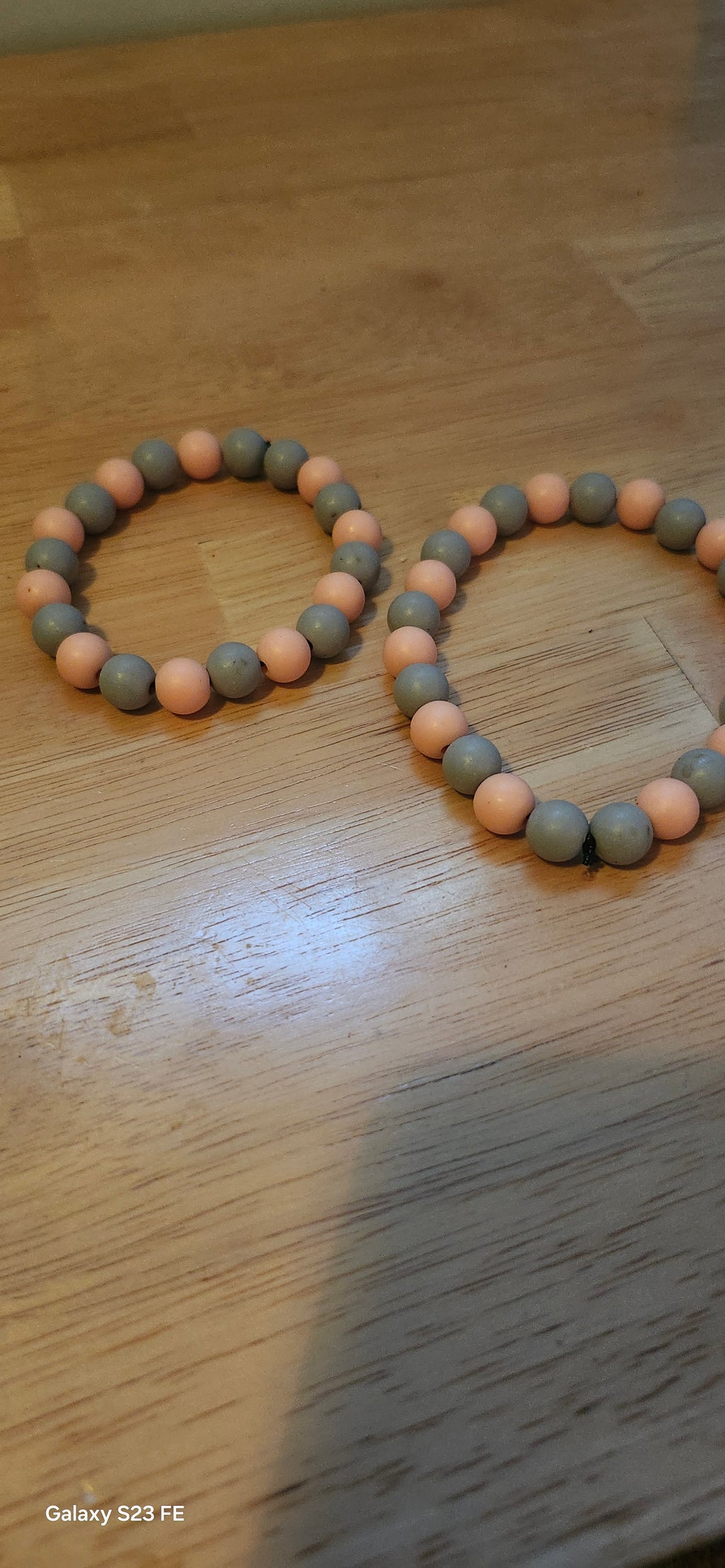 Peach & Grey Beaded Bracelet – Elegant Handmade Style Bead Bracelet for Women