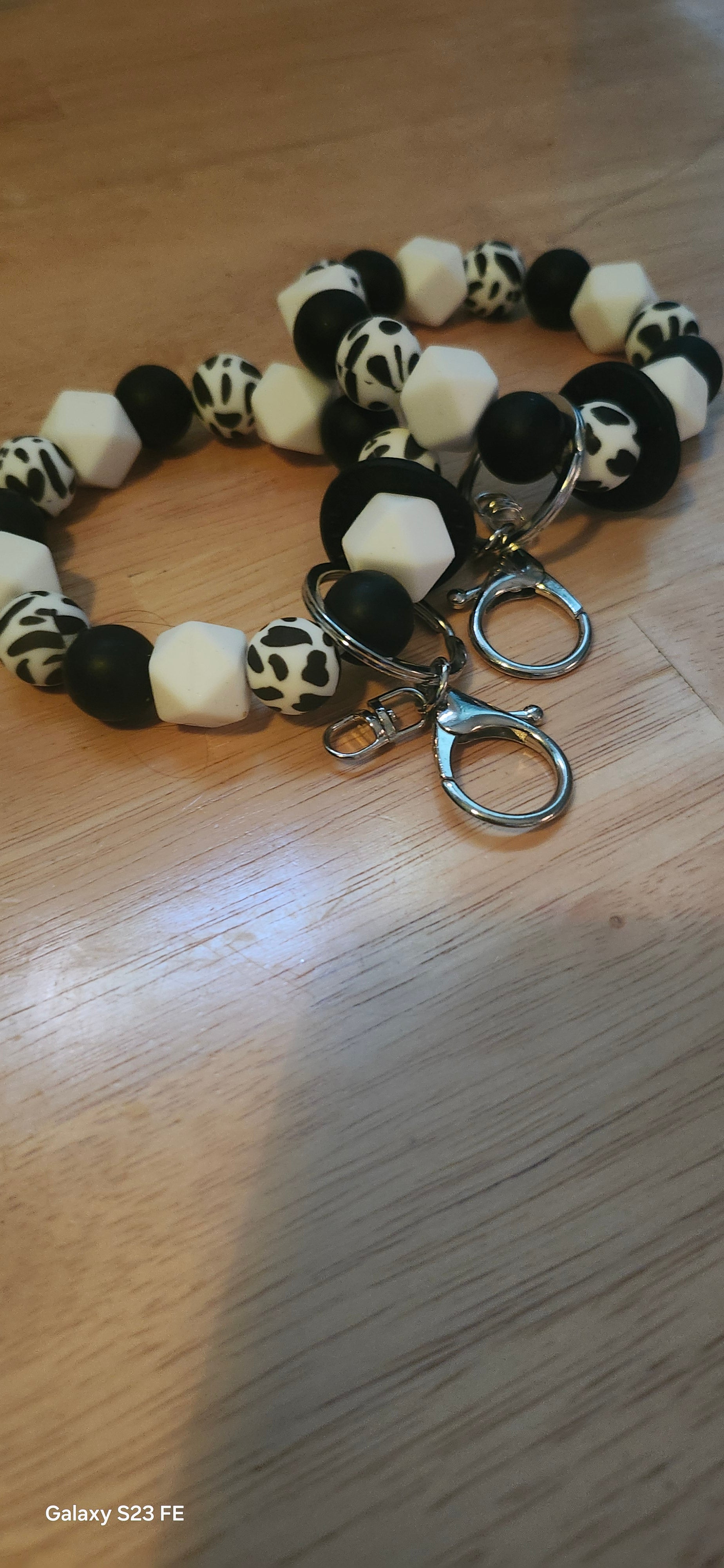 Cow Print Wristlet Keychain – Black & White Cute Wrist Strap for Keys, Wallet & Bag