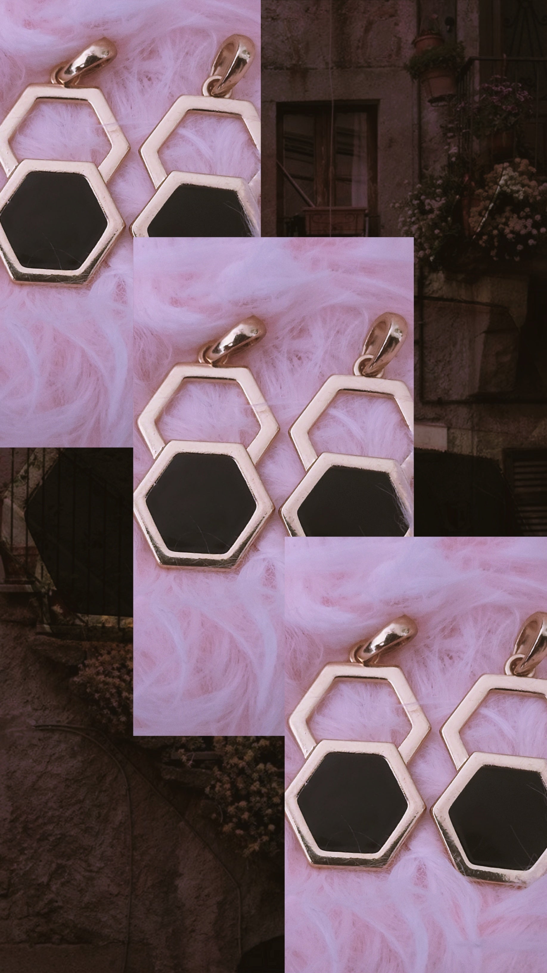 Gold & Navy Hexagon Pendant Necklace | Geometric Statement Jewelry for Women