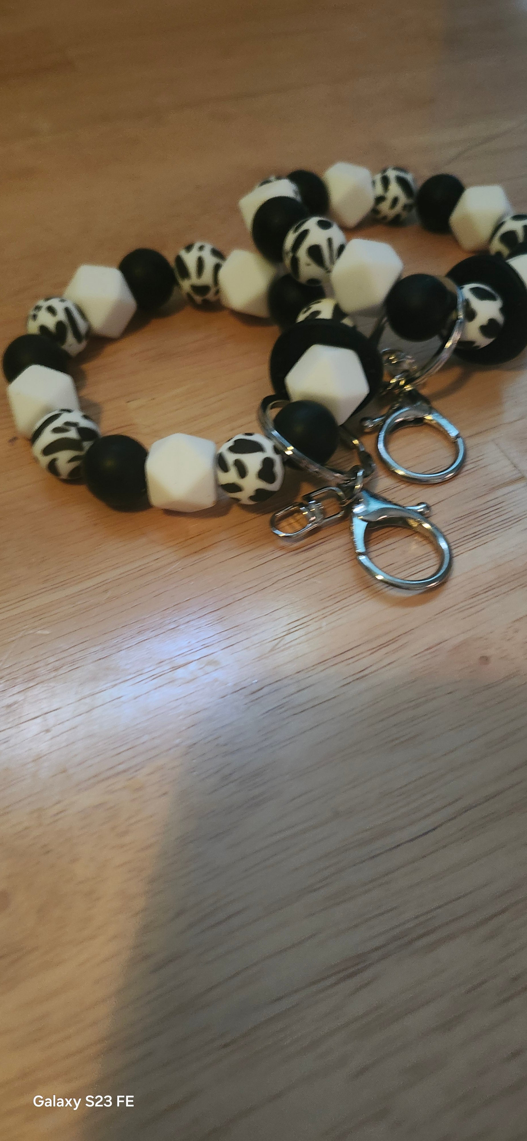 Cow Print Wristlet Keychain – Black & White Cute Wrist Strap for Keys, Wallet & Bag