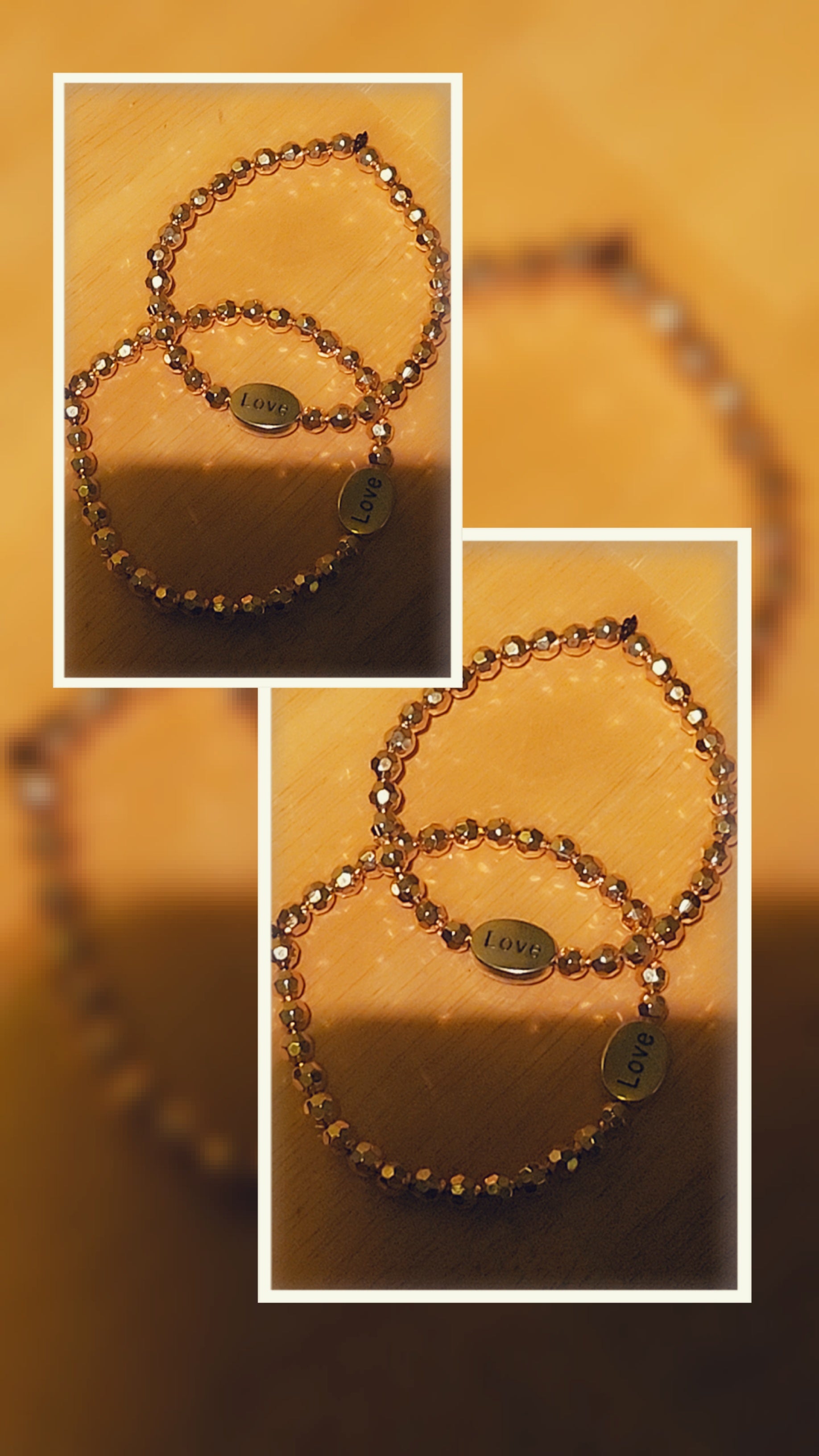 Love Silver Oval Bracelet with Gold Beads | Inspirational Adjustable Bracelet for Women | Meaningful Jewelry Gift for Her